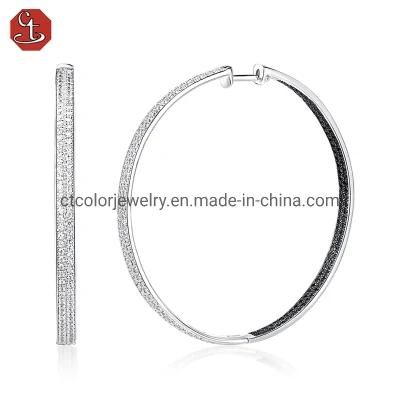 2022 new fashion 925 Sterling silver black and white CZ Round Cool Earrings