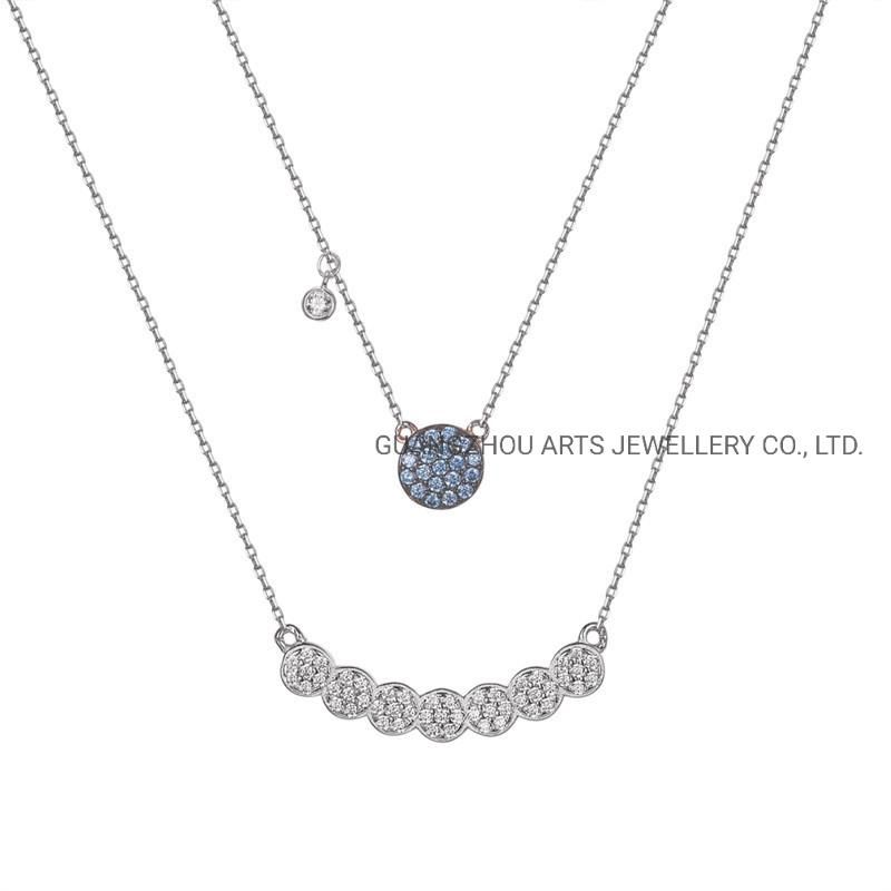 CZ & Spinels The Double Layer Chains Silver Necklace