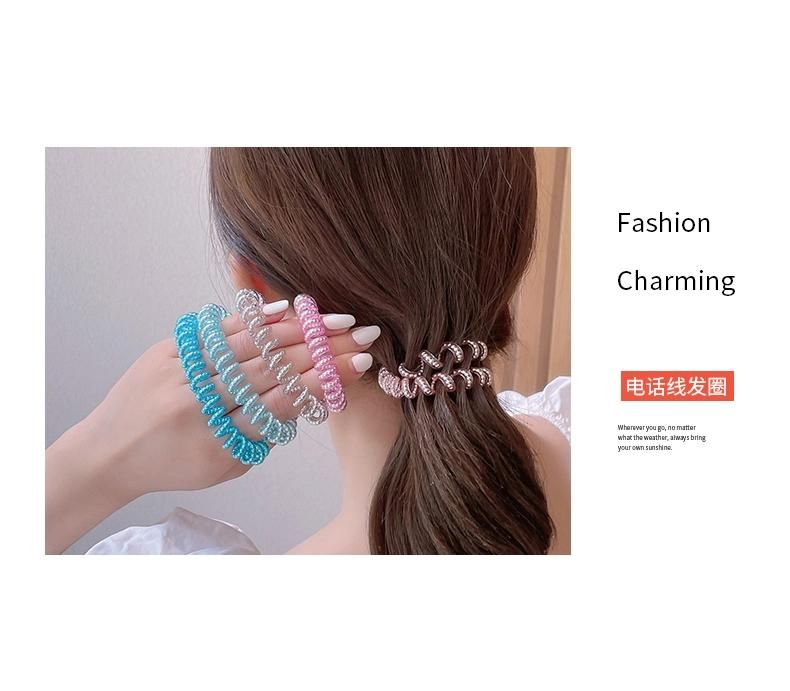 Wholesale 24 Colors Telephone Wire Hair Tie Spring Hair Tie Coil Hair Band