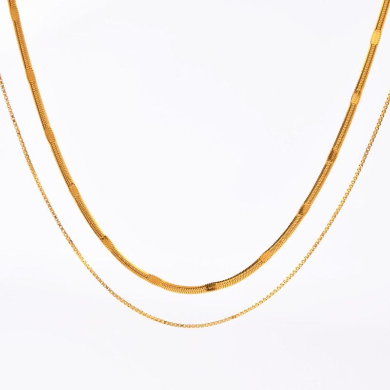 Stainless Steel Jewelry Lady Fashion Layering Necklace Gold Plated Custom Jewelry