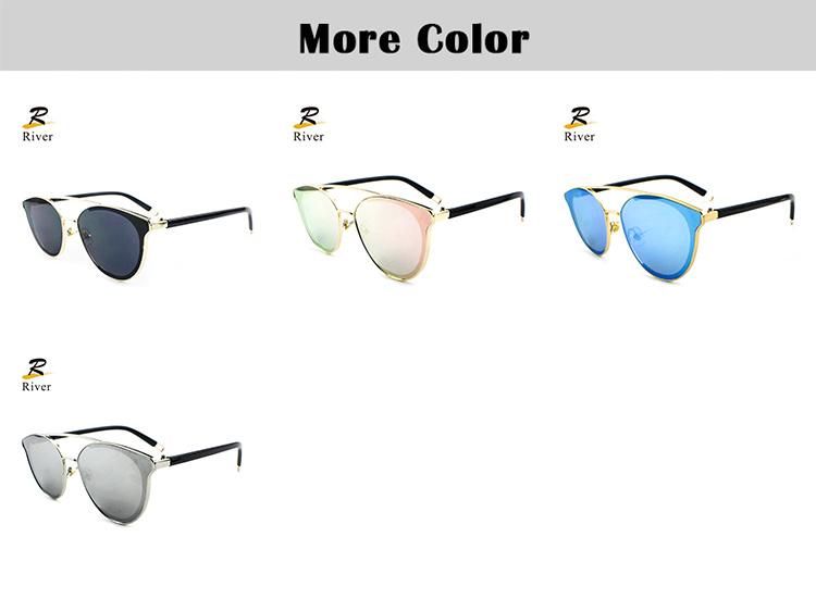 Hot Sale Custom Logo Wholesale Top Flat Metal Frame Women Sunglasses