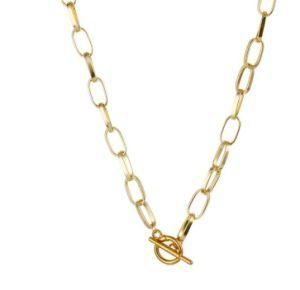 Wholesale Modern Design Stainless Steel Thick Chain Toggle Clasp Gold Necklaces