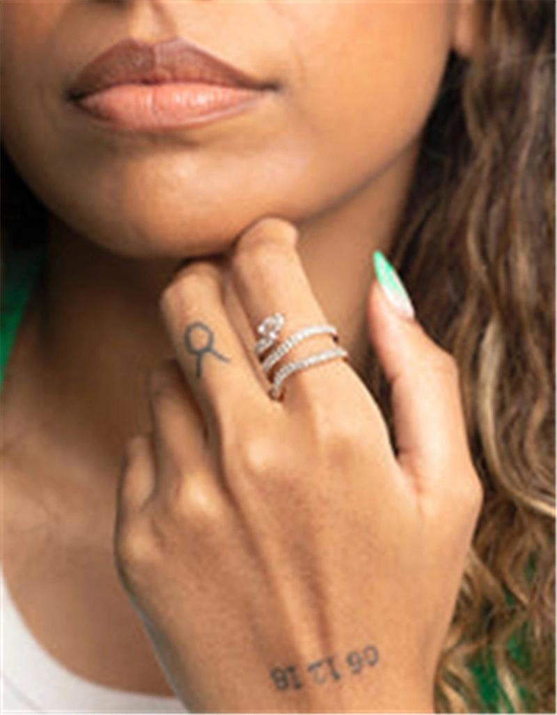 Factory Supplier Gold Crystal and Emerald Diamante Snake Ring for The Women Jewellery