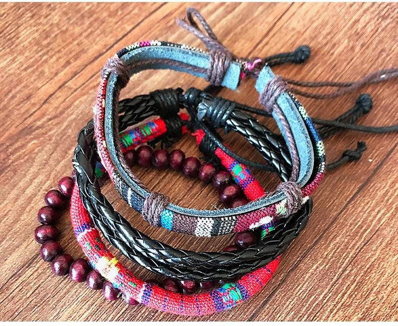 Bohemian National Style Retro Handwoven Leather Rope Multi-Layer Combination Couples Bracelet