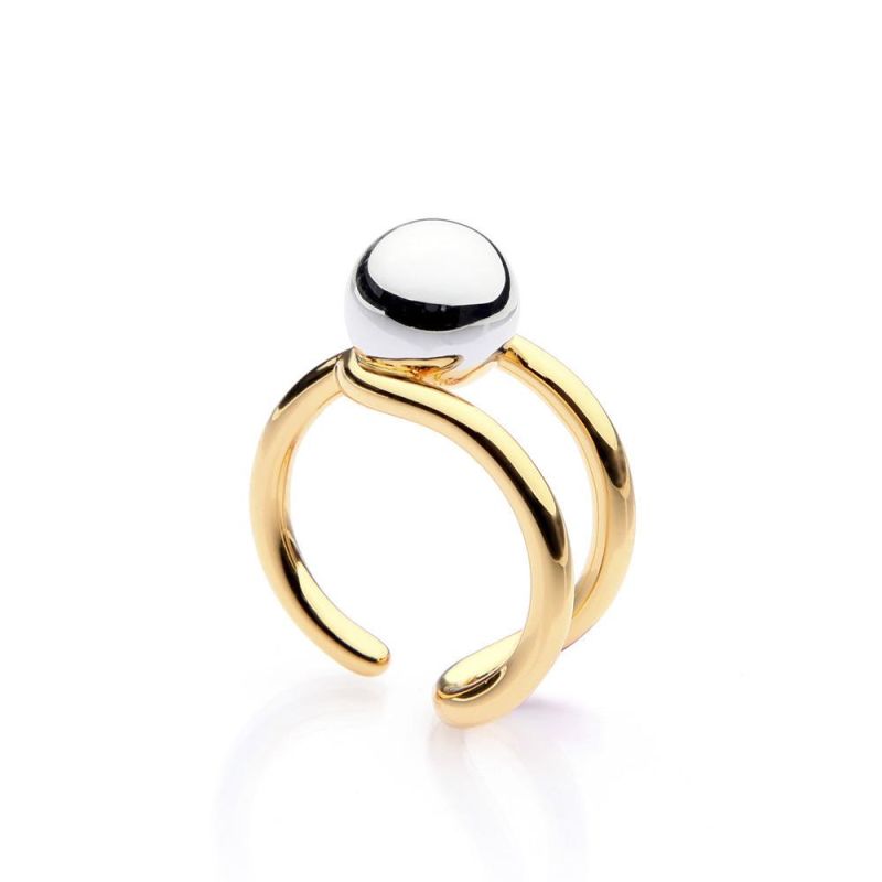 Double Color 18K Gold Plated Copper Round Ring