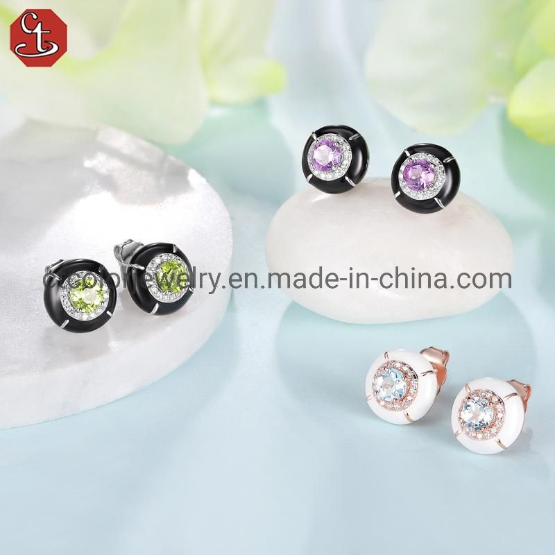 NEW Style Fashion Jewelry Sky Blue Topaz Enamel Jewelry Earrings for Women