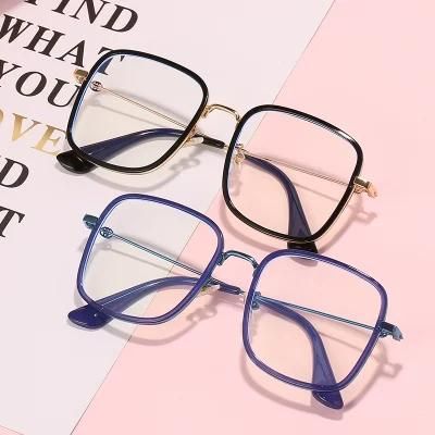 Anti-Blue Glasses Flat Mirror Plain Metal Lightweight Can Be Equipped with Myopia Glasses
