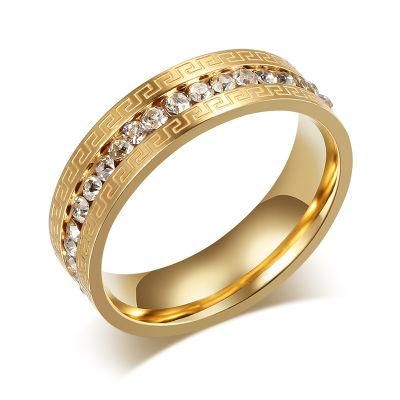 2019 6mm Gold Men Single Row Crystal Jewelry Luxury Suit Male Ring