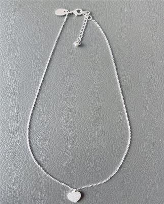 Manufacture Basic Sterling Silver Pave Cubic Heart Pendant Necklace for Women Girls