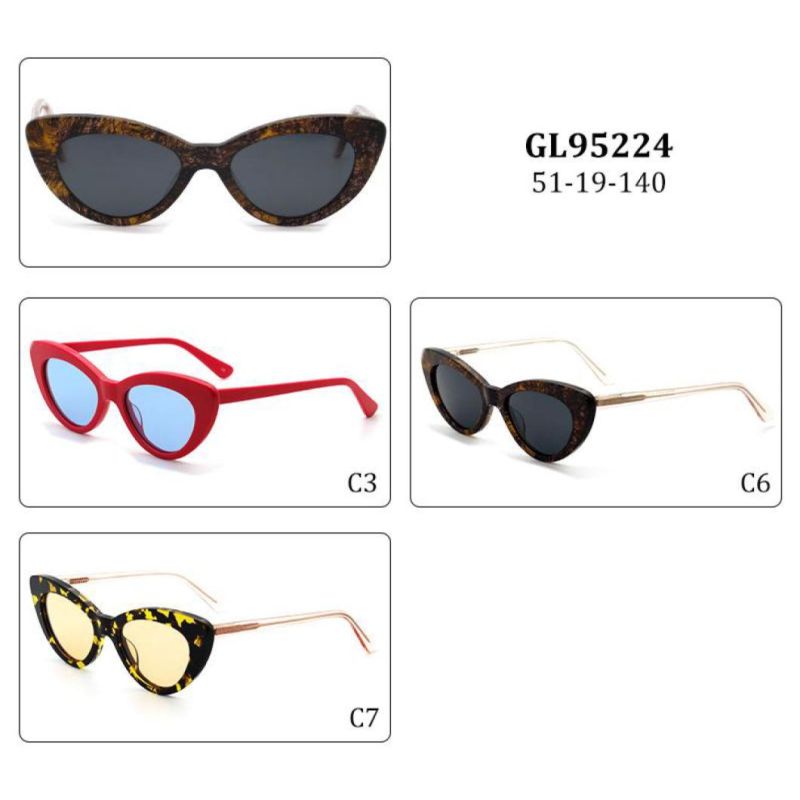 2022 New Vintage Ladies Acetate Sunglasses Polarized Cat Eye Glasses Luxury Popular Fashion Eyewear Custom Logo