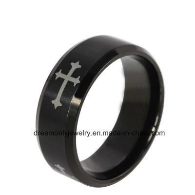 New Product Stainless Steel Black Cross Jewelry Ring