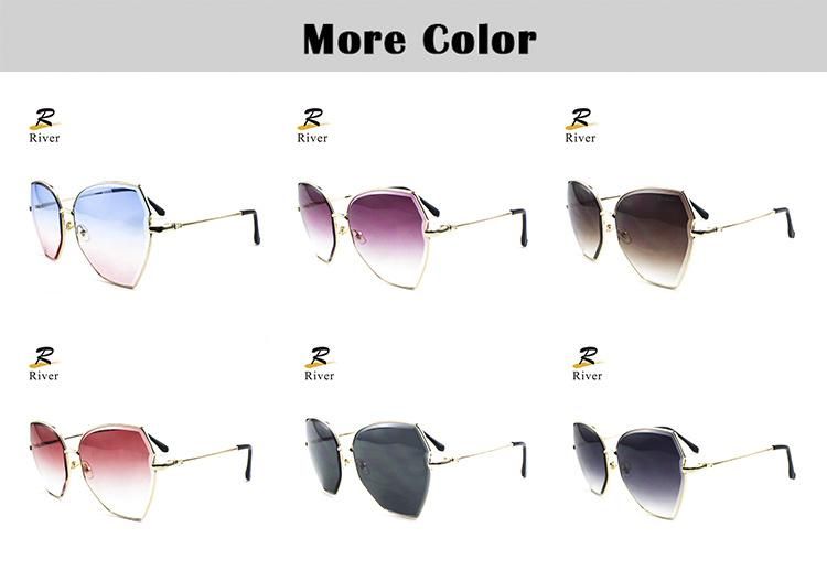 Fashion Custom Logo Stock Trimmed Metal Frame Women Sunglasses