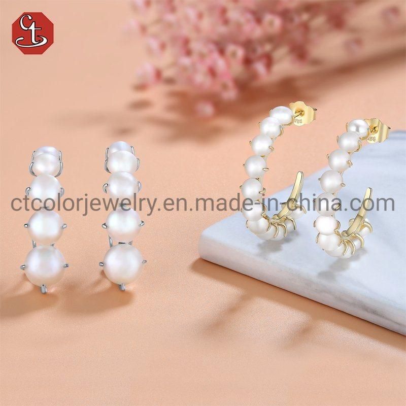 Fashion Costume Imitation Jewellery 925 Sterling Silver Natural Pearl Earring for Women