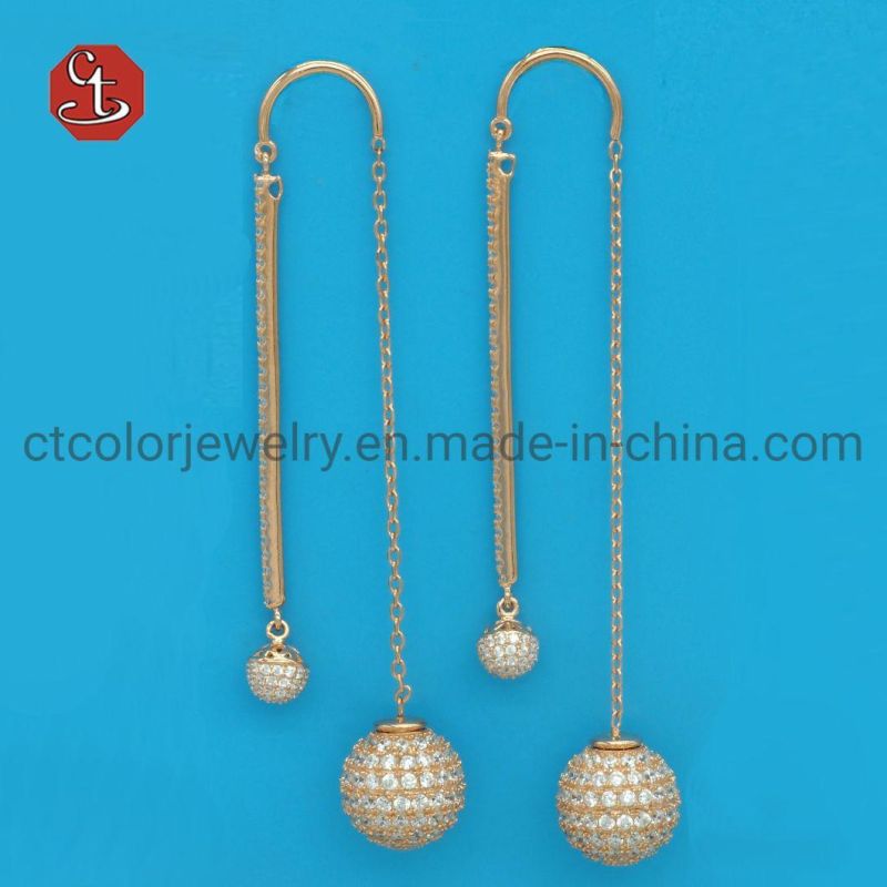 Long Tassels Ball Drop Earrings Women Temperament Jewelry Circle Dangle Earring