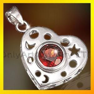 CZ Silver Heart Locket Pendant 925 Jewelry for Lady