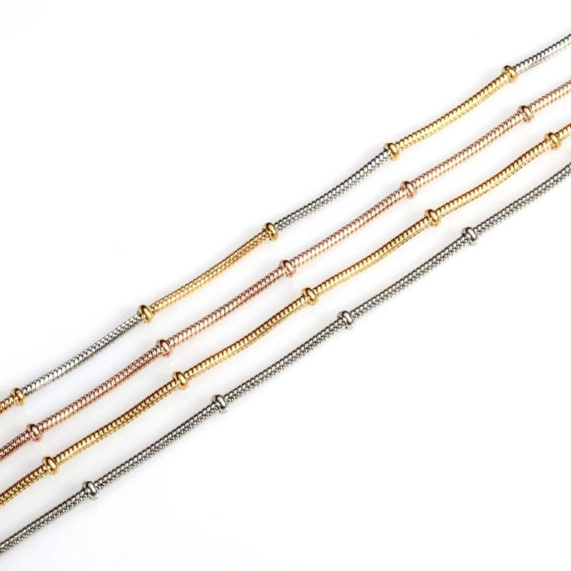 Free Sample Fashion Jewelry Snake Chain Gold Plated Anklet Bracelet Necklace with Beads for Craft Design