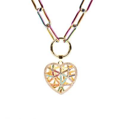 2021 Wholesale 3A Zirconia Stone Jewelry Antique Heart Shape Pendant Necklace
