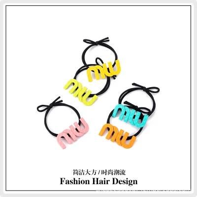 Fashion Jewelry Letters Leather Band Ponytail Headband