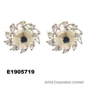 Rhodium Plated Factory Earring Fashion Silver Shell Jewelry