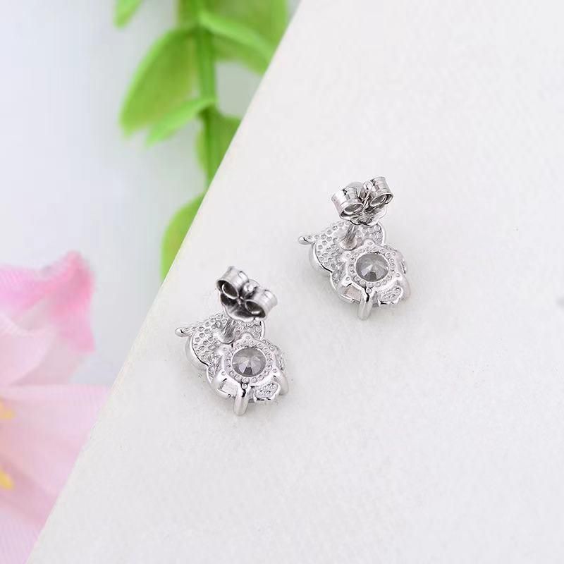 925 Sterling Silver Cute Owl Animal Stud Earrings with CZ for Women Sterling Silver Jewelry