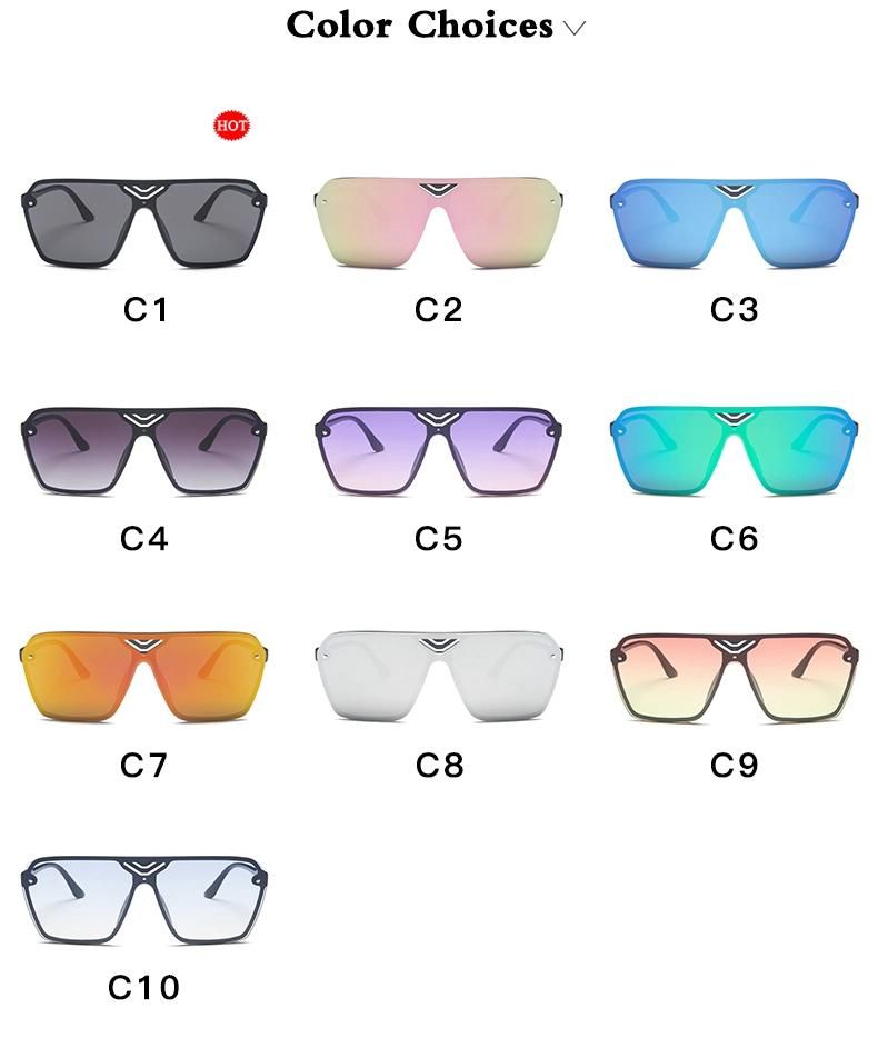 One-Piece Large Frame Sunglasses Female Gradient Color Ocean Film Aviator Sunglasses