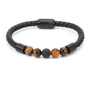Fashion Men Tiger Eye Lava Stone Accessory Weave Leather Chain Bracelet&#160;