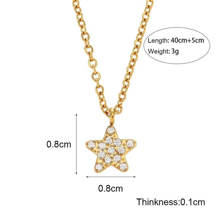 Manufacturer Customized Fashion Jewelry Ins Fashion Simple Temperament Versatile Necklace Jewelry Stainless Steel Zircon Pentagram Pendant Necklace