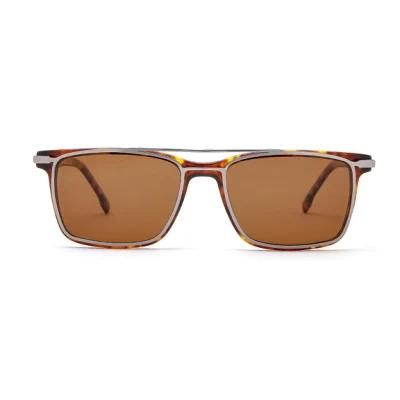 2022 New Design Hand Made Acetate with Metal Clip on Sunglasses Polarized Lens Sunglasses with Ready Goods