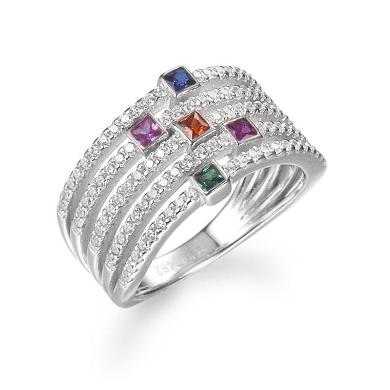 Fashion 925 Sterling Silver Rainbow CZ Ring
