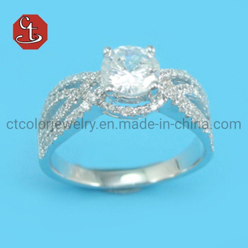 High Quality 925 Sterling Silver Wedding Ring Round CZ Finger Rings for Women Silver Engagement Jewelry