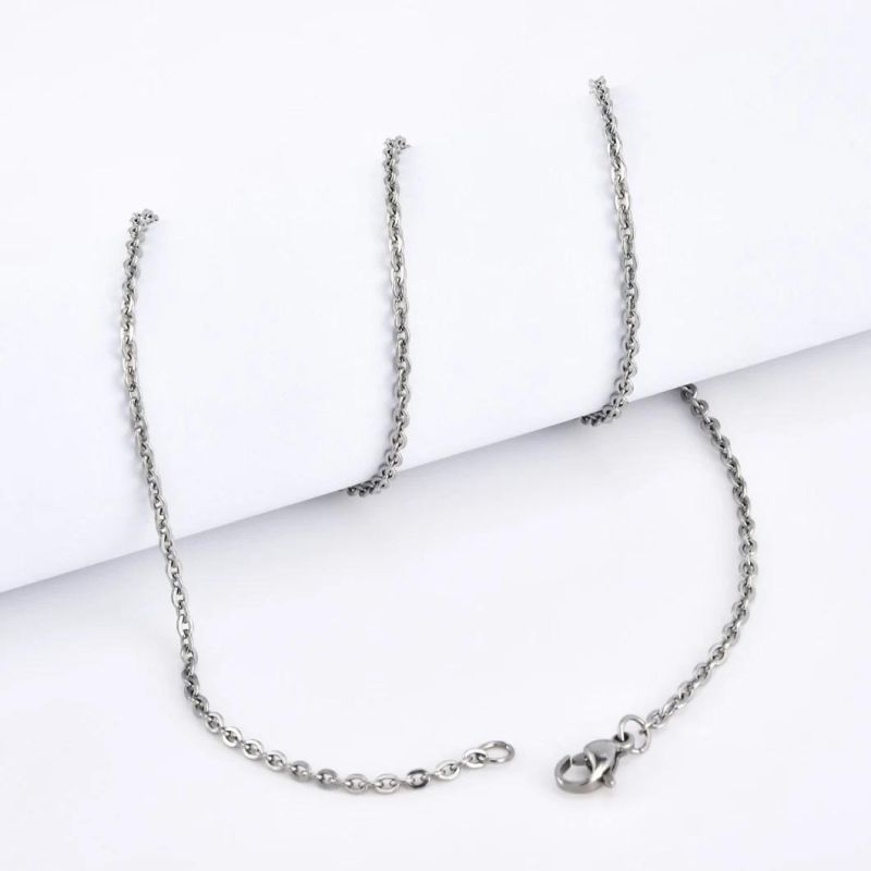 Women Fashion Necklace Stainless Steel Gold Plated Finished Flat Cable Chain Lady Bracelet Anklet Jewellery