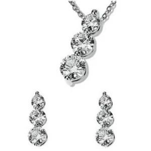 Cubic Zirconia Drop Necklace &amp; Earrings Jewelry Set, Bridal Accessory