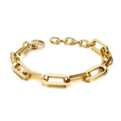 China Manufacturer Custom Made Wholesale 18 K Gold Plated Simple Designed Fashion Stainless Steel Bracelet