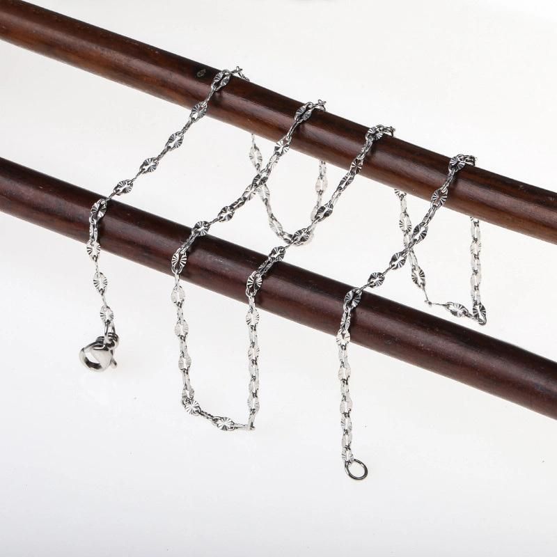 Direct Supplier Stainless Steel Fashion Jewelry Embossed Chain 18K Yellow Gold Plated Bracelet Jewellery Necklace 16inch