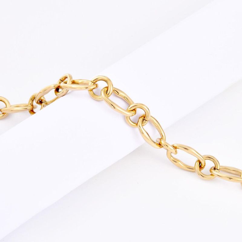 Trendy Gold Plated Gold Color Stainless Steel Silver Color Necklace for Men Women