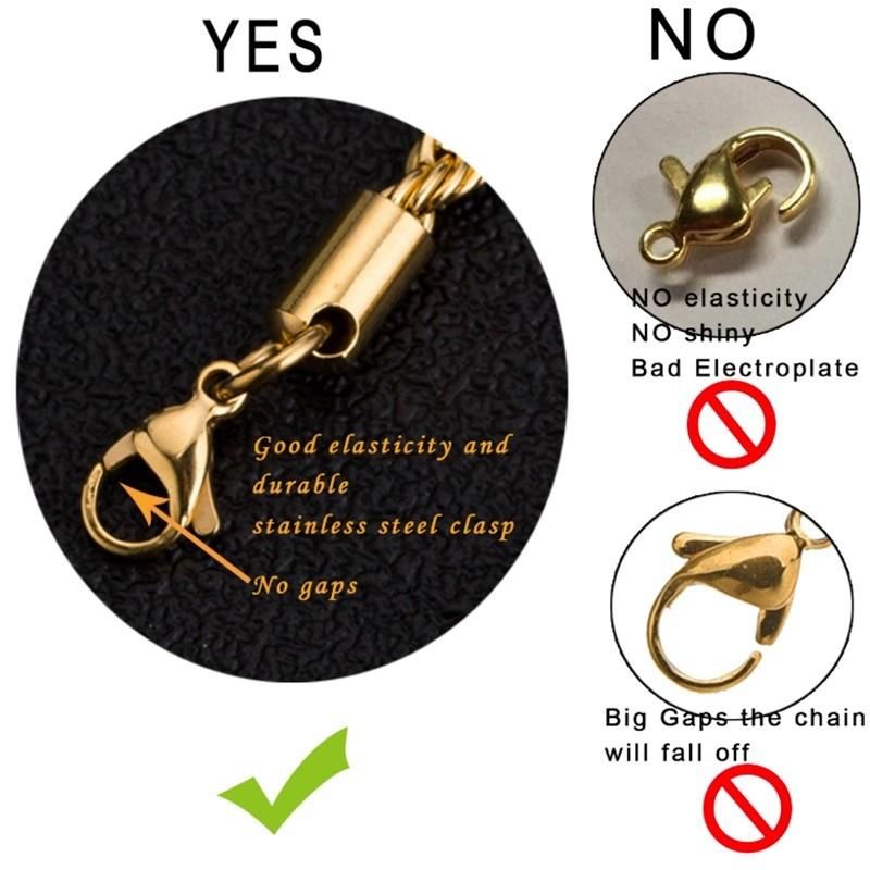 Fashion Accessories Chain 2-6mm Twist Rope Gold Plated Necklace Jewelry for Custom Jewelry