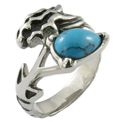 Skull/Biker with Bar Setting Turquoise Stone Ring