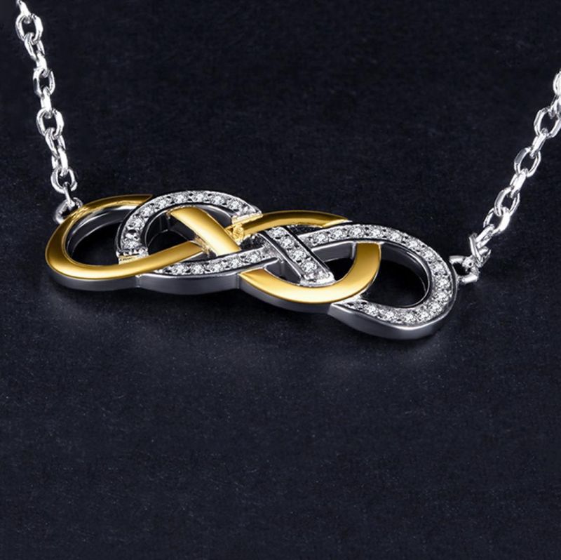 Gold Plated 925 Sterling Silver Necklace Infinity Fashion Jewelry for Women Wholesale