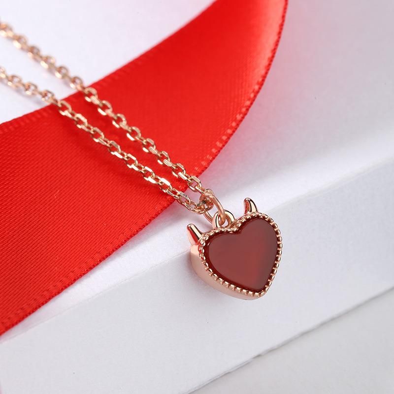 Simple Pendant Heart Necklace 925 Silver Fine Jewelry