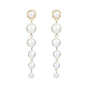 2022 Wholesale New Jewelry Baroque Big Pearl Long Drop Fresh Water Pearl Alloy Earrings