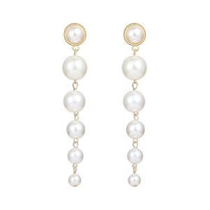 2022 Wholesale New Jewelry Baroque Big Pearl Long Drop Fresh Water Pearl Alloy Earrings