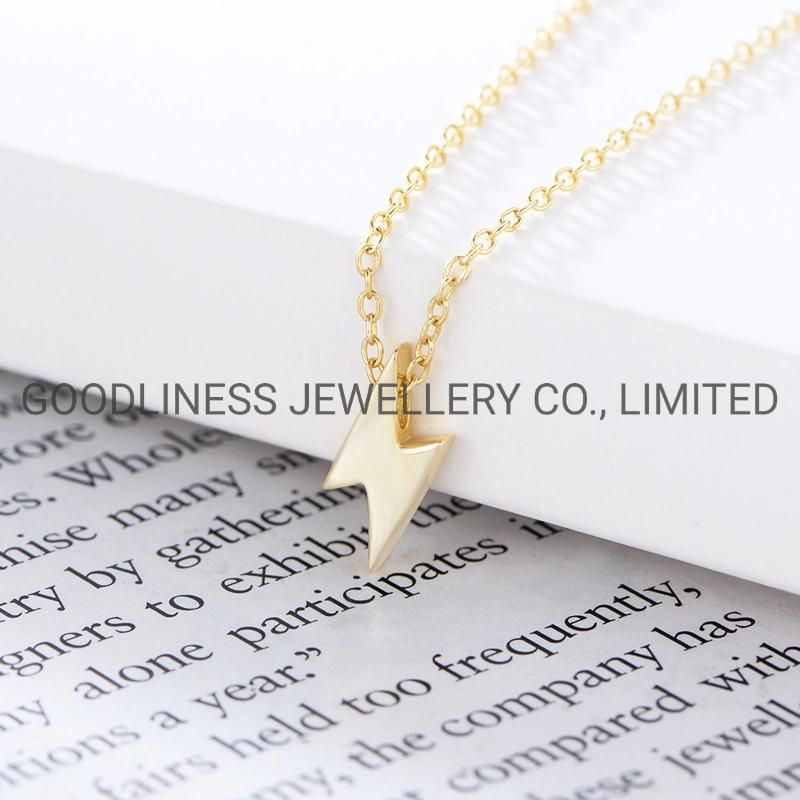 925 Sterling Silver Fine Jewelry Women Lightning Pendant Necklace