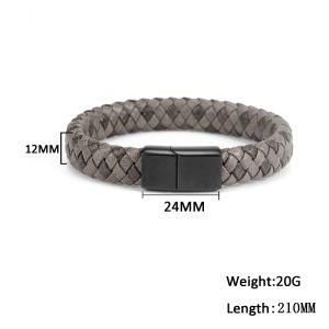 Fashion Desighn Stainless Steel Clasp &#160; Weave Leather Men Bracelet