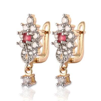 Costume Women Fashion Imitation Jewelry 14K 18K Gold Plated CZ Pearl Hoop Huggie Earring