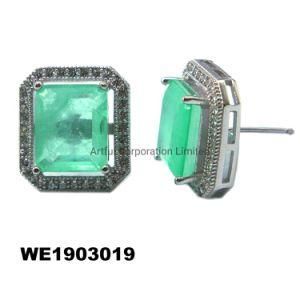 Wholesale/ Rhodium Plated /Big Square Earring /Brass Factory Earring