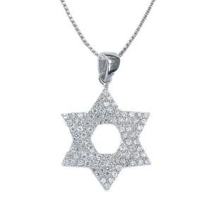 Sterling Silver Star Shape and White CZ Pendant (310917)