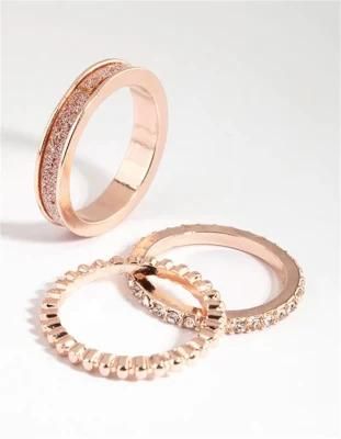 Rose Gold Glitter Paper Ring Stack Pack for Women and Girls