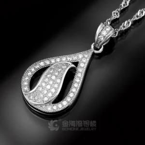 Halo Tear Drop 925 Sterling Silver Pendant