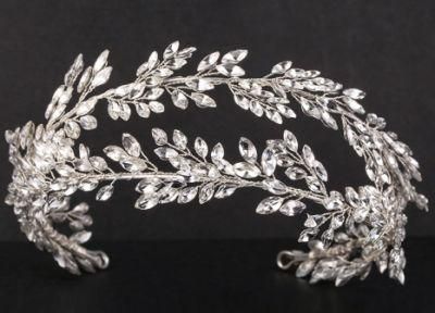 Silver Crystal Headband Tiara. Wedding Bridal Crystal Flower Headband Hair Vines Tiara