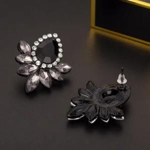 Rhinestone Graypink Glass Metal Stud Earrings for Women Girls